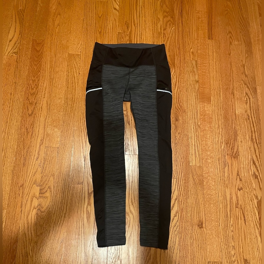 Athleta gray and black Polartec fleece tights